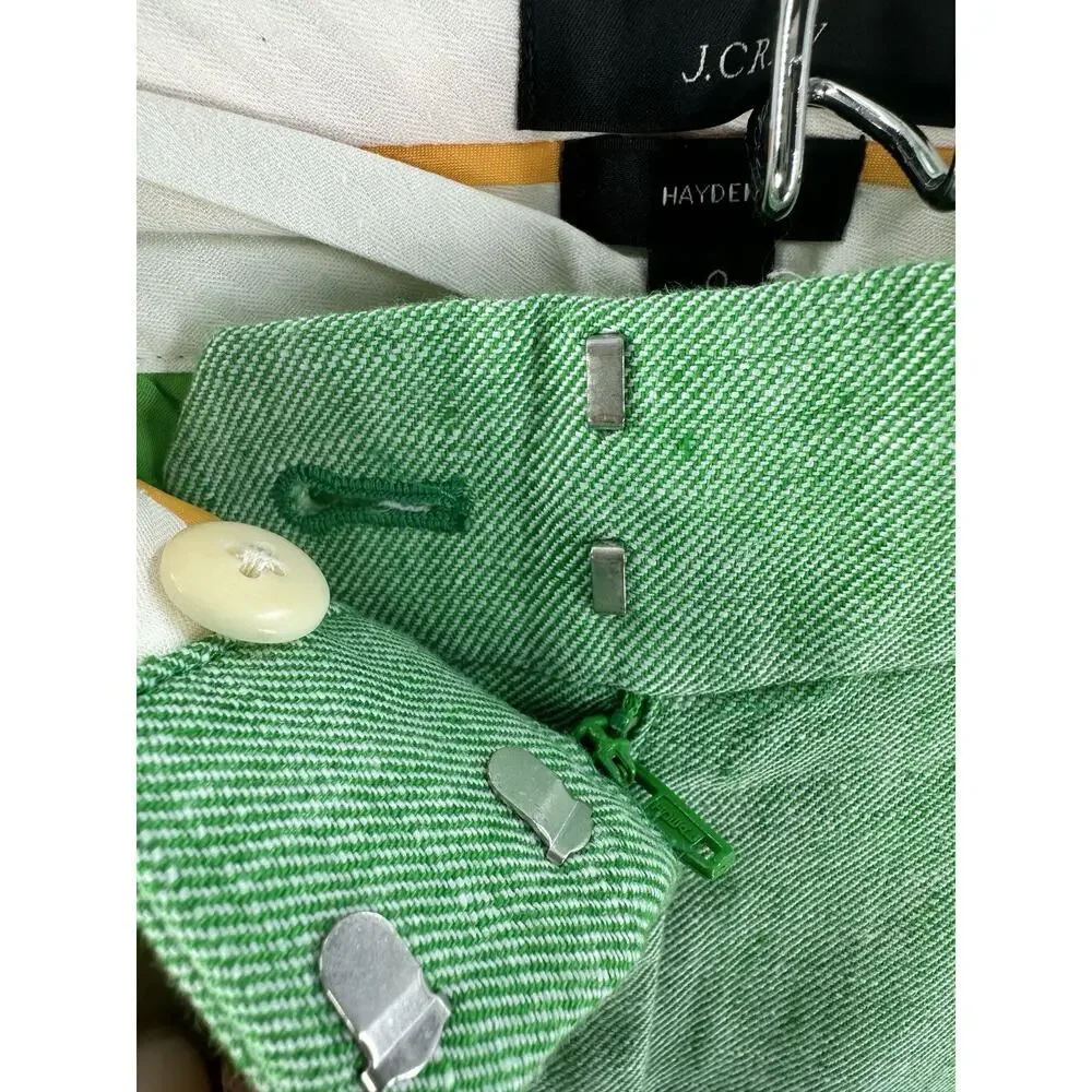J.Crew Hayden Green Linen Blend Cropped Pants Women’s Size 0 Summer Trouser - Picture 3 of 9
